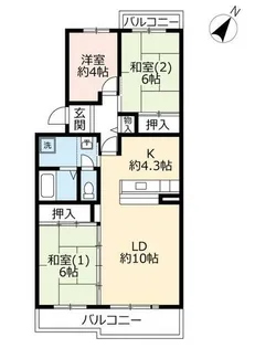 UR平城左京【0020105号室】の間取り