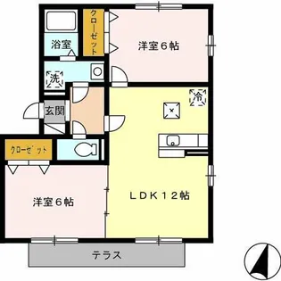 フェリス 源氏【1階】の間取り