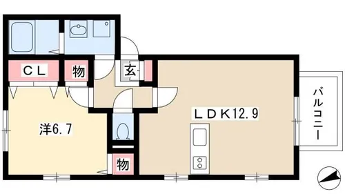 ルミエール清洲【B201号室】の間取り