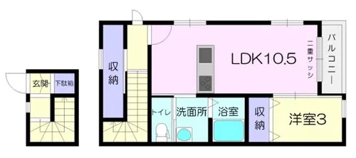 ドルチェ・ヴィータ柳川D【2階】の間取り
