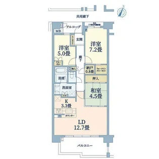ザ レジデンス豊中E棟【4階】の間取り
