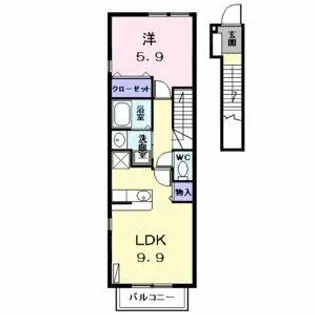 カフェオーレBAN Ⅰ【203号室】の間取り