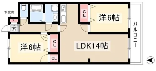 メゾンド鶴舞【302号室】の間取り