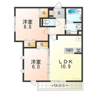 キャピタル自由ヶ丘【1階】の間取り