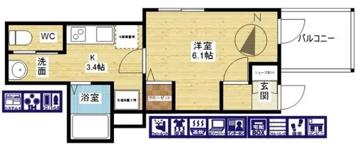 1Kの間取り画像