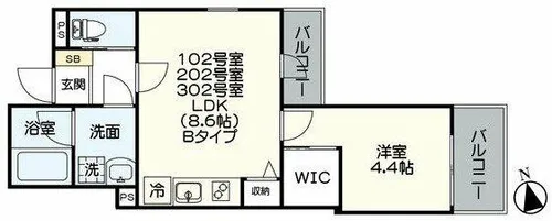 ベネフィス港楽【2階】の間取り