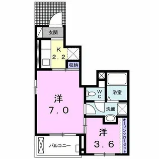 Cuore小深田【105号室】の間取り