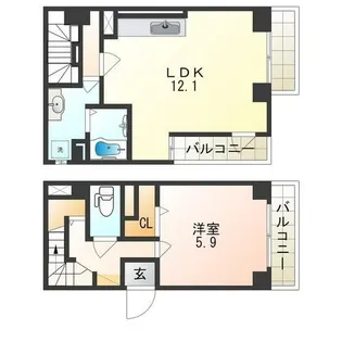 ミラージュ帝塚山【3階】の間取り