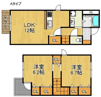 プリムヴェールB棟【1階】の間取り