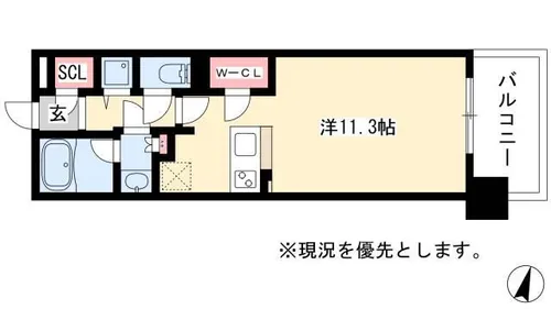 ロイヤルパークスERささしま【307号室】の間取り