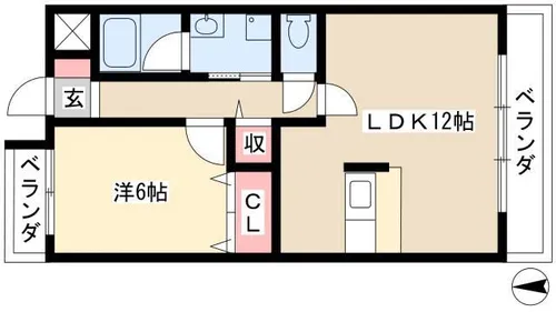 フォンテーヌ峯Ⅱ【102号室】の間取り