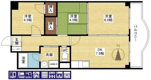 第1パールマンション【6階】の間取り