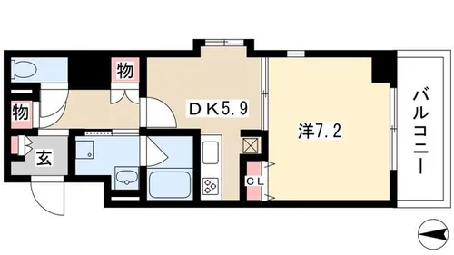 レジディア高岳【0811号室】の間取り