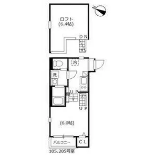 ハーモニーテラス西野町【105号室】の間取り