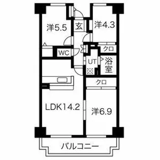 ヒルクレスト博多駅【305号室】の間取り