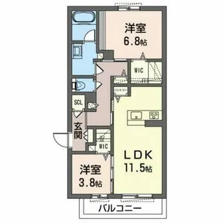 シャーメゾン セレーノA棟【2階】の間取り