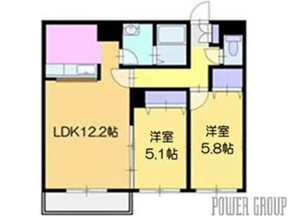 ルーモス野幌【1階】の間取り