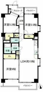 シャトー小牧【302号室】の間取り