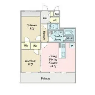 オークスクエア元八事【2階】の間取り