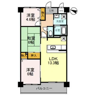 フローラ南館【3階】の間取り
