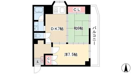 千種エス・ティビル【2A号室】の間取り