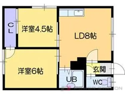 ノッポロハイツ【2階】の間取り