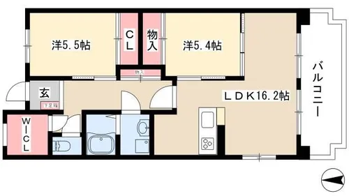 メゾンプチシャトー出口A棟【2階】の間取り