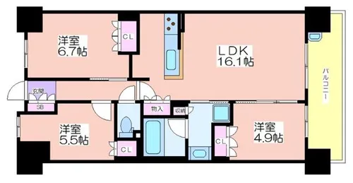 大阪ベイレジデンス(ブライトフルコート)【14階】の間取り