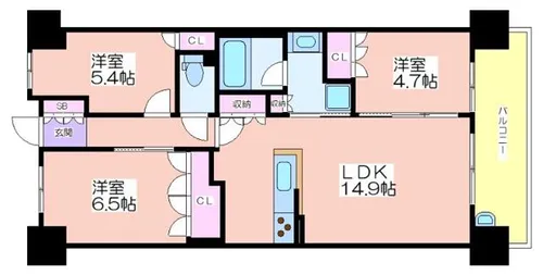 大阪ベイレジデンス(ブライトフルコート)【14階】の間取り