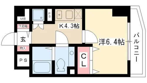 アール押切 【旧 アールコーヴ押切】【8階】の間取り