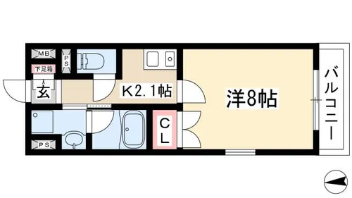 1Kの間取り画像