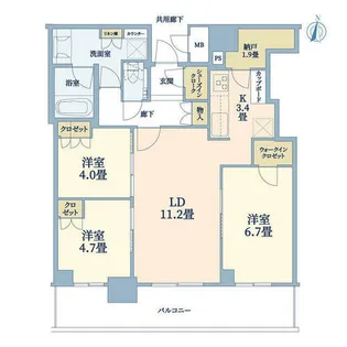 ブランズタワー梅田North【35階】の間取り