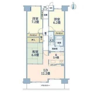 グランアークス千里山【6階】の間取り