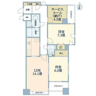 グラシオーズ芦刈山【3階】の間取り