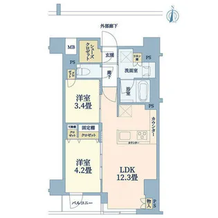 イニシア京都五条【3階】の間取り