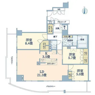 アップルタワー大阪谷町【15階】の間取り