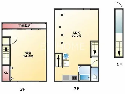 大阪府大阪市中央区日本橋2丁目【一戸建】の間取り