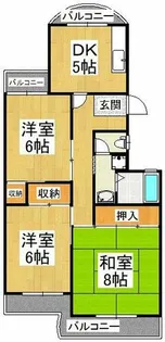 新檜尾台団地29号棟【2階】の間取り