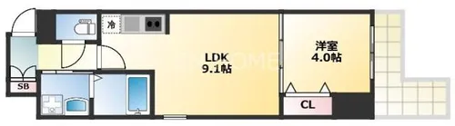 ラクラス堺筋本町【3階】の間取り