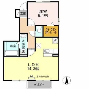 ラビアンローズ徳重 B棟【101号室】の間取り