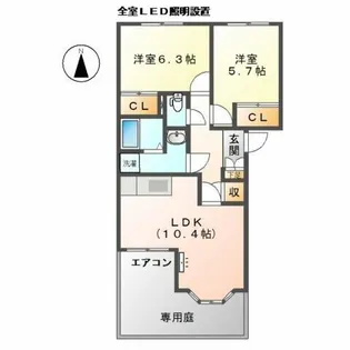 サンファーレ里小牧【1階】の間取り