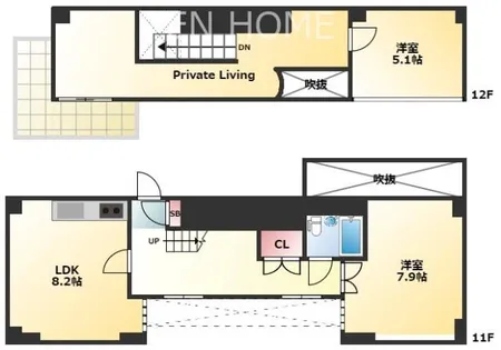 グランドメゾン西心斎橋【1104号室】の間取り
