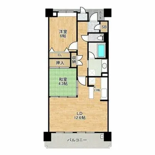 ロイヤルパークスなんば【13階】の間取り