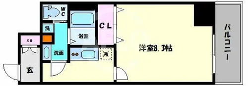 エグゼ天王寺Ⅱ【1005号室】の間取り