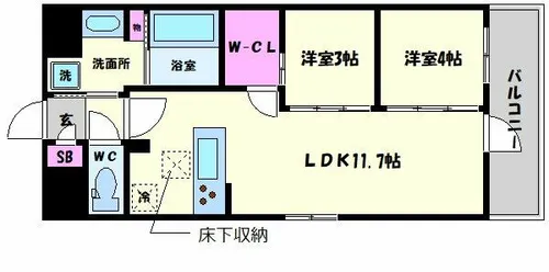 アーバネックス新町【9階】の間取り