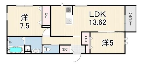 ルミエール野間北【1階】の間取り