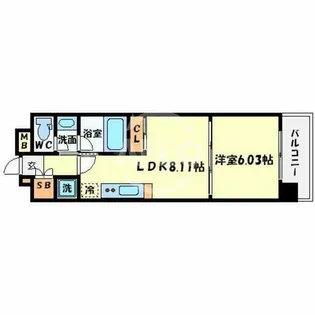コンソラーレ土佐堀【7階】の間取り