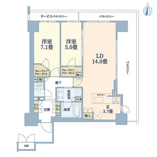 ブランズタワー御堂筋本町【22階】の間取り