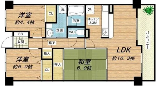 パークヒルズゼンボー大手前【5階】の間取り