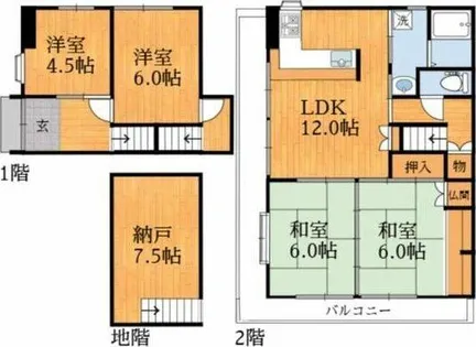 タウンハイツ穂積【1階】の間取り